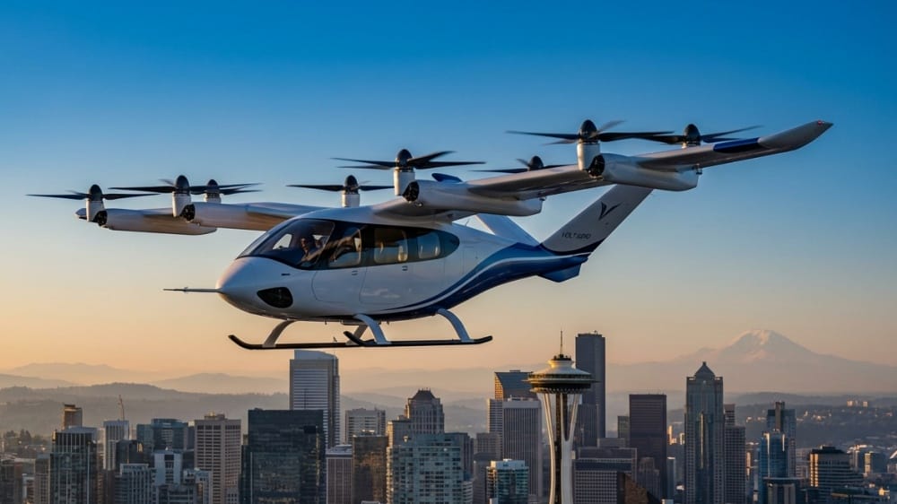 空飛ぶクルマ（eVTOL）のイメージ画像（AI生成）